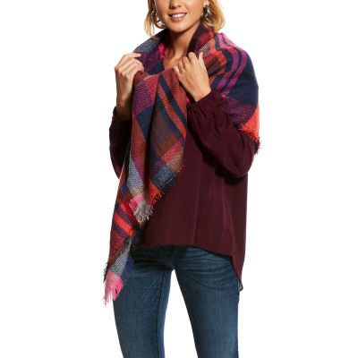 Ariat Plaid Blanket - Sjaals Roze / Donkerblauw Dames - 34783-711